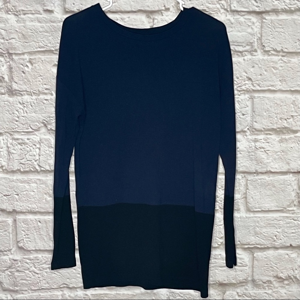 Ann Taylor‎ LOFT Top Long Sleeve Two Tone Blouse Women's Size Small
